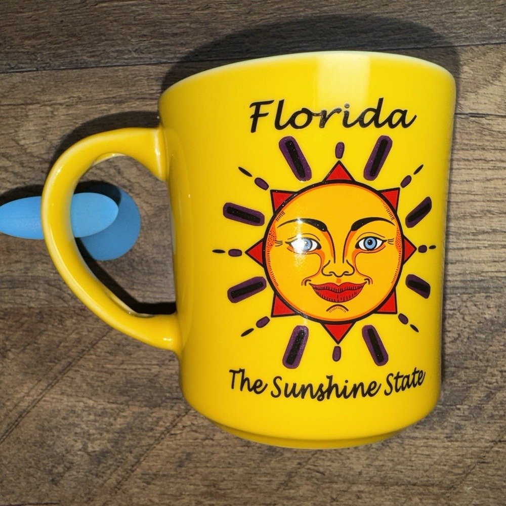 Vintage Coffee Mug Florida The Sunshine State Yellow Collectable Souvenir Cup
